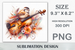 Download this enchanting 20 oz sublimation tumbler wrap featuring a magical bird, violin, and floral elements. Perfect for music lovers and fantasy-themed drinkware.