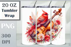 Download this enchanting 20 oz sublimation tumbler wrap featuring a magical bird, violin, and floral elements. Perfect for music lovers and fantasy-themed drinkware.