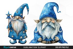 Magical Blue Gnome Sublimation PNG Clipart Product Image 1