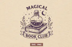 Magical Book Club SVG - Bookish PNG - Vintage Potion Cipart Product Image 1