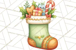 Christmas Eve Clipart, Santa & Elf Digital Art PNG Product Image 2