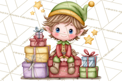 Christmas Eve Clipart, Santa &amp; Elf Digital Art PNG Product Image 5
