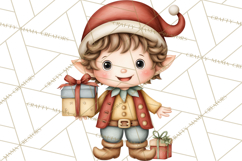 Christmas Eve Clipart, Santa &amp; Elf Digital Art PNG Product Image 4
