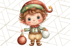 Christmas Eve Clipart, Santa &amp; Elf Digital Art PNG Product Image 4