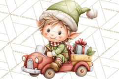 Christmas Eve Clipart, Santa &amp; Elf Digital Art PNG Product Image 3