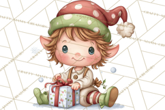Christmas Eve Clipart, Santa &amp; Elf Digital Art PNG Product Image 4
