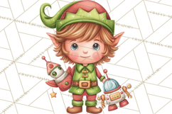 Christmas Eve Clipart, Santa &amp; Elf Digital Art PNG Product Image 5