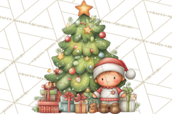 Christmas Eve Clipart, Santa &amp; Elf Digital Art PNG Product Image 2