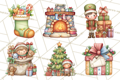 Christmas Eve Clipart, Santa &amp; Elf Digital Art PNG Product Image 8