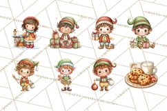 Christmas Eve Clipart, Santa &amp; Elf Digital Art PNG Product Image 3