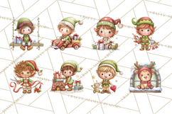 Christmas Eve Clipart, Santa &amp; Elf Digital Art PNG Product Image 2