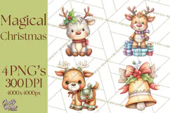 Christmas Eve Clipart, Santa & Elf Digital Art PNG Product Image 1