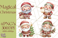 Christmas Eve Clipart, Santa &amp; Elf Digital Art PNG Product Image 1