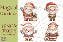 Christmas Eve Clipart, Santa &amp; Elf Digital Art PNG Product Image 1