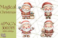 Christmas Eve Clipart, Santa & Elf Digital Art PNG Product Image 1