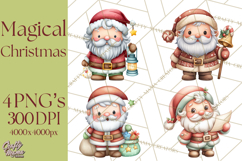 Christmas Eve Clipart, Santa &amp; Elf Digital Art PNG Product Image 1
