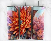 Majestic Painted Flower Tumbler Wrap PNG Product Image 3