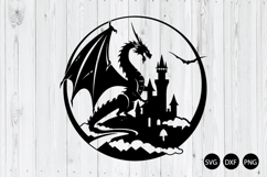 Magical Dragon With Castle SVG, Fantasy Dragon SVG Product Image 1