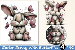 Magical Easter Bunny With Butterflies Clipart Product Image 1