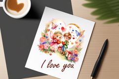 Discover enchanting watercolor clipart featuring a magical fairy surrounded by hearts and flowers, perfect for expressing love on Valentine&#039;s Day, adding charm to birthdays, or creating unique sublimation designs. Bring your creative projects to life with