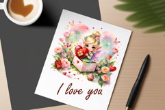 Discover enchanting watercolor clipart featuring a magical fairy surrounded by hearts and flowers, perfect for expressing love on Valentine&#039;s Day, adding charm to birthdays, or creating unique sublimation designs. Bring your creative projects to life with