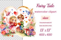 Discover enchanting watercolor clipart featuring a magical fairy surrounded by hearts and flowers, perfect for expressing love on Valentine&#039;s Day, adding charm to birthdays, or creating unique sublimation designs. Bring your creative projects to life with