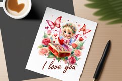 Discover enchanting watercolor clipart featuring a magical fairy surrounded by hearts and flowers, perfect for expressing love on Valentine&#039;s Day, adding charm to birthdays, or creating unique sublimation designs. Bring your creative projects to life with
