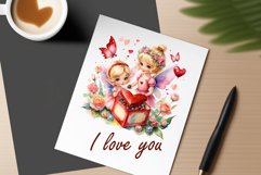 Discover enchanting watercolor clipart featuring a magical fairy surrounded by hearts and flowers, perfect for expressing love on Valentine&#039;s Day, adding charm to birthdays, or creating unique sublimation designs. Bring your creative projects to life with