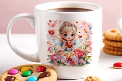 Discover enchanting watercolor clipart featuring a magical fairy surrounded by hearts and flowers, perfect for expressing love on Valentine&#039;s Day, adding charm to birthdays, or creating unique sublimation designs. Bring your creative projects to life with