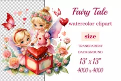 Discover enchanting watercolor clipart featuring a magical fairy surrounded by hearts and flowers, perfect for expressing love on Valentine's Day, adding charm to birthdays, or creating unique sublimation designs. Bring your creative projects to life with