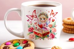 Discover enchanting watercolor clipart featuring a magical fairy surrounded by hearts and flowers, perfect for expressing love on Valentine&#039;s Day, adding charm to birthdays, or creating unique sublimation designs. Bring your creative projects to life with