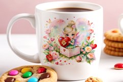 Discover enchanting watercolor clipart featuring a magical fairy surrounded by hearts and flowers, perfect for expressing love on Valentine&#039;s Day, adding charm to birthdays, or creating unique sublimation designs. Bring your creative projects to life with