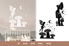 Woodland Fairy at Mushroom Garden at Night Decal Set Product Image 1