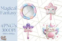Magical Fantasy Animal Clipart PNG Cute Kawaii Product Image 1