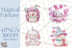 Magical Fantasy Animal Clipart PNG Cute Kawaii Product Image 1