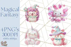 Magical Fantasy Animal Clipart PNG Cute Kawaii Product Image 1