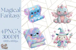 Magical Fantasy Animal Clipart PNG Cute Kawaii Product Image 1