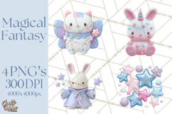 Magical Fantasy Animal Clipart PNG Cute Kawaii Product Image 1