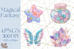 Magical Fantasy Animal Clipart PNG Cute Kawaii Product Image 1