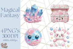 Magical Fantasy Animal Clipart PNG Cute Kawaii Product Image 1