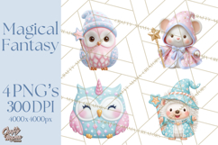 Magical Fantasy Animal Clipart PNG Cute Kawaii Product Image 1