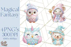 Magical Fantasy Animal Clipart PNG Cute Kawaii Product Image 1