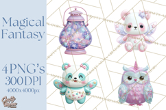 Magical Fantasy Animal Clipart PNG Cute Kawaii Product Image 1