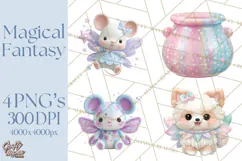 Magical Fantasy Animal Clipart PNG Cute Kawaii Product Image 1