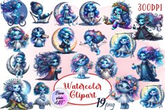 Magical Nature Playful Blue Gnome Girl clipart Product Image 1