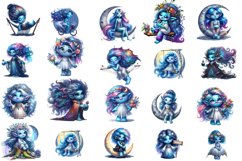 Magical Nature Playful Blue Gnome Girl clipart Product Image 2