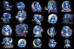 Magical Nature Playful Blue Gnome Girl clipart Product Image 3