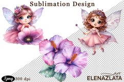 Magical Nature Playful Fairy and Flowers clipart Product Image 1