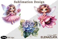 Magical Nature Playful Fairy and Flowers clipart Product Image 1