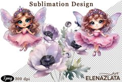 Magical Nature Playful Fairy and Flowers clipart Product Image 1